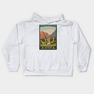 Luchon France - Vintage French Travel Poster Design Kids Hoodie